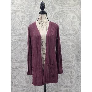 Market & Spruce Cecily pointelle Open Duster cardigan women's Size Small purple
